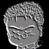 Animated sequence showing a cartoon character with spiky hair and glasses, transitioning through multiple swirling motion effects.
