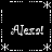 Black background with white pixelated text 'Alexa!' repeated four times in a , framed by dashed lines and asterisk-like corner decorations