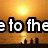 Pixelated text 'e to the' overlaid on a sunset scene with silhouetted structures below.
