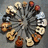 Pixelated circular arrangement of guitars on gray background with pink text overlays reading LOVE ME, TENDER LOVE, ME SWEET, and a smiley face.