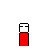 Pixelated red and white figure with black outline, two horizontal eyes, and a rectangular body, shown in three positions with one partially cropped.