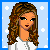 Pixel art contact sheet showing six frames of an animated winter-themed buddy icon with a doll character, snowflakes, and text elements.