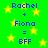 Green background with yellow stars and blue text reading 'Rachel + Fiona = BFF' in two identical vertical sections.
