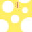 Yellow background with white circles and pink smiley face symbols in two positions.