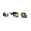 Three pixel-art icons display on a gray background with "PREVIEW" text below them, featuring skull and character designs in limited color palettes.
