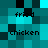 Pixelated teal and black with repeated text 'fried chicken' in dark gray, arranged across multiple
