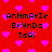 Red background with pink pixelated hearts and black text reading "AnHmArIe BrynDa TsAi" in three lines.