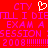 Red background with pink pixelated text and a white heart symbol, displaying repeated phrases including 'CTY', 'EXAM A', 'SESSION', and '2008' followed by multiple exclamation marks.