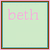 Four square display the name 'beth' in pink text on a light green background with brown borders, showing sequential changes to heart symbols at bottom-right