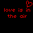 Red pixelated text and heart symbol on black background, with identical left and right sections.