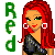 Animated contact sheet of a pixel-art character with red hair and green eyes, showing six frame variations in a 3x2 grid layout with vertical text labels.