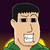 Pixelated cartoon-style icon of a man with short black hair, light skin, and a green shirt with yellow collar trim against dark purple background.