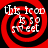 Red and black spiral background with white text reading "this icon is so sweet" in four quadrants.