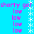 Pixelated text and symbols on a bright blue background with repeated patterns of pink text and white asterisks.