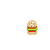 Pixelated cow character with black-and-white patches stands next to a hamburger, displaying various expressions and text phrases.