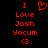 Red pixelated text and symbols on black background: 'I Love Josh Yocum <3' with a heart symbol above 'I' on the left side.