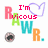 Pixelated text and symbols on white background: 'I'm Vicous' with purple heart, then changes to 'watch out!' while retaining other elements.