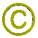 Golden copyright symbol in various 3D orientations and angles against a gray background, showing rotation from front to side views.