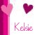 Pixelated icon with pink heart on vertical bar, dark purple heart, and stylized 'Kelsie' text in gradient pink tones.
