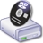 Pixelated icon shows a black CD with silver reflective center resting on light gray device base, green indicator dot visible.