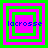 Four identical square display layered green and pink borders with blue text reading 'lacrosse' over a bright green background
