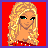 Pixel art contact sheet of a female character in red attire with text "Be Mine" on a red background, arranged in 2x2 grid frames showing different angles and poses.