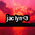 Pixelated text 'jaehn3' in white with black outline over a red and orange gradient background with horizontal black bands.