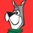 Pixelated cartoon donkey head with wide smile, green collar, and red background on a 48x48 icon frame.