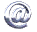 metallic @ symbols in various 3D orientations with reflective silver surfaces and dark internal shadows