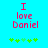 Pixelated text 'I love Daniel' in pink on cyan background with green plus symbols below, showing animation change in plus symbols.