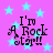 Pixelated text 'I'm A Rock star!!' on a pink background with light blue stars, animated by shifting the text's position