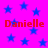 Bright pink background with scattered blue stars and repeated red text "Danielle" in pixelated font.