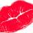 Red lips with white highlight on white background, blue text on blue background reading 'I LOVE U MORE THAN YESTERDA BUT NOT AS MUCH AS 2MORRO! LUV YA !!!!'