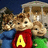 Pixelated image of three chipmunk characters with green text reading "Alvin and the Chipmunks!! <3 Theodore" on a white background.