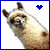 Pixelated llama image with blue heart symbol and text 'Long Live the Llamas' in blue pixel font on white background.