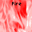 Red and white pixelated fire animation with 'Fire' text in black block letters at top-left, top-right, and bottom-left positions.