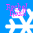 Blue background with white snowflake icons and pink text reading "Rachel Roxx!" in four positions