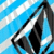Pixelated blue and white striped background with a black-and-white geometric shape, next to blue text reading "Skate Or Die!!!" in pixel font.