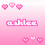 Pixelated pink heart icons and 'ashlee' text on gradient backgrounds with subtle color variations.