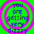Green background with pink concentric circles and blue text reading "you are getting very dizzy" in a pixelated font.