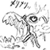 Pixelated grayscale image of a stylized character with exaggerated features and dynamic pose, likely from an anime or video game source, displayed as a static AIM buddy icon.
