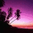 Pixelated scene with silhouetted figures on a beach at sunset, transitioning to bright purple background with 'SUMMER 08!' text.