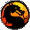 Circular icon with metallic silver border showing a stylized black dragon head against orange-yellow gradient background, viewed from multiple angles in three vertical