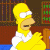 Animated contact sheet of Homer Simpson in a courtroom setting with five sequential frames showing changing facial expressions and hand positions.