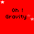 Red background with repeated "Oh! Gravity" text and white/pink star animations