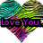 Heart-shaped icon with gradient colors and text overlays reading "Love You... Forever..." and "Always<3" in purple font on black bars.