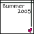 Animated icon with 'Summer 2005' text at top, pink pixelated heart in bottom corners, and changing lower-center text.