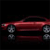 Red convertible car with visible headlights and wheels, positioned on a reflective surface against a black background.