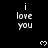Pixelated text and heart symbols repeat across a black background with a gray lower-right corner, forming a -like pattern