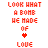 Animated contact sheet of a 48x48 pixel buddy icon showing sequential frames with red text, heart symbols, and paw prints against white background.